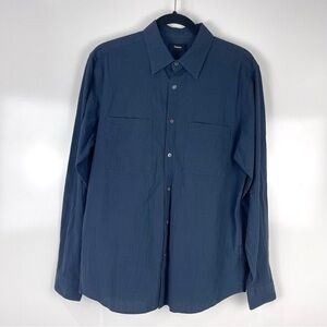 Theory Men's Irving 2P Spring Ripstop Button Up Shirt Size Medium Blue Casual